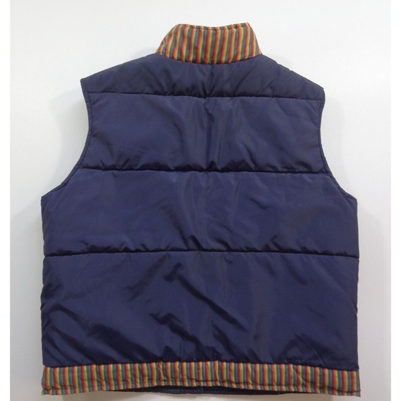 VTG 1970s SASKA SKIWEAR Womens Vest Rainbow Trim Button Slash Pockets Sz L - Picture 2 of 9